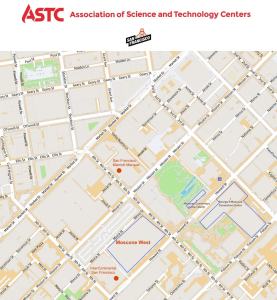 Map of hotels and location for ASTC 2025 Annual Conference